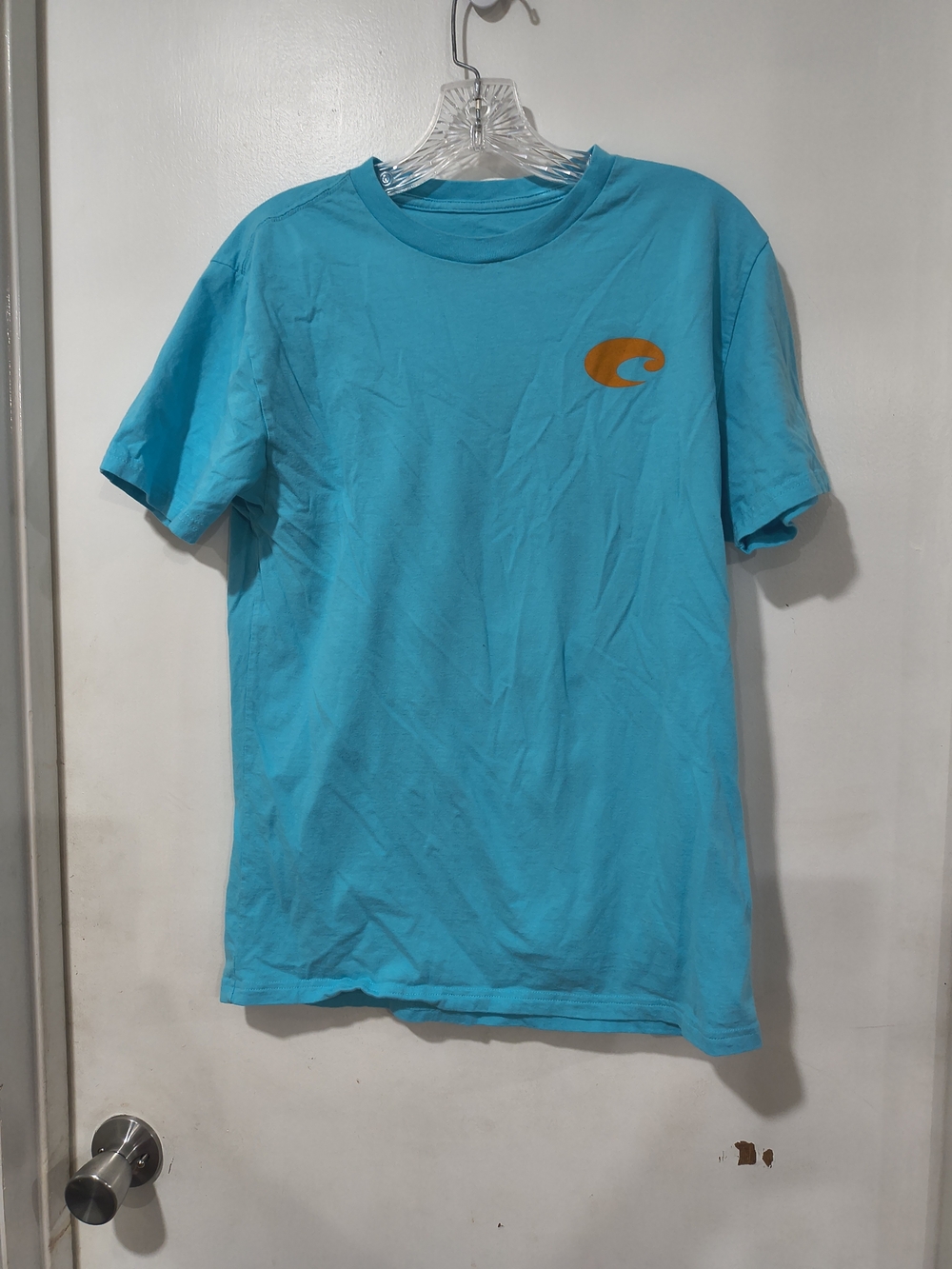 Costa Bright Turquoise Short Sleeve Tee with Orange Chest Logo M